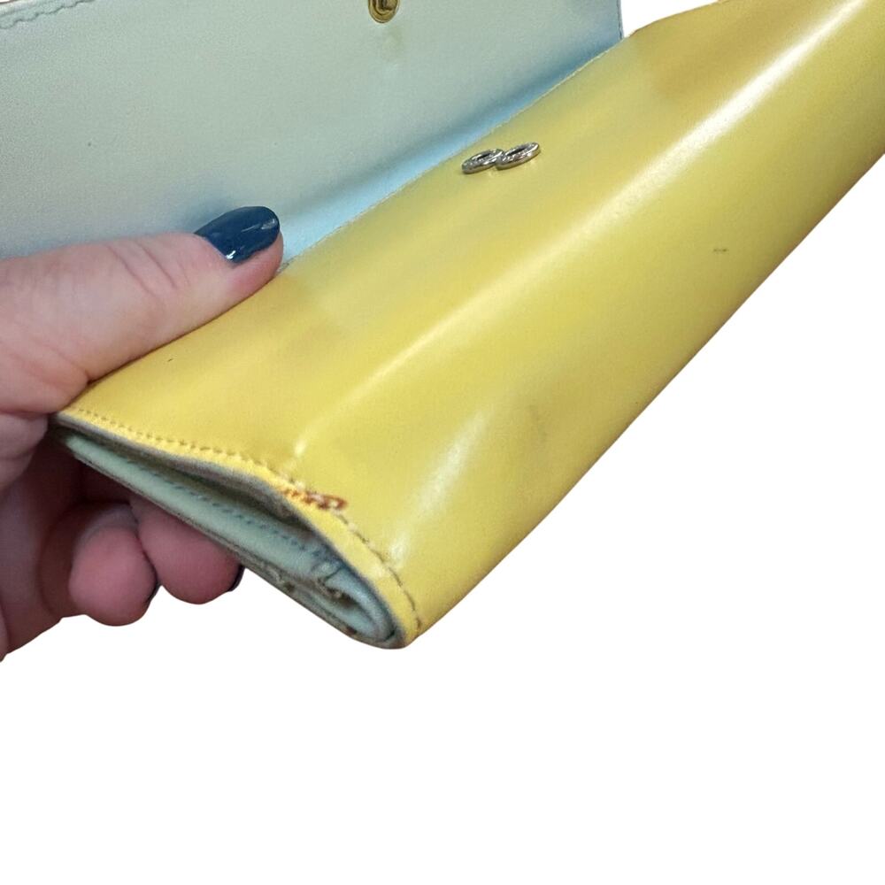 Lodis Sun Sky classic leather checkbook wallet yellow blue with FLAWS - Picture 5 of 11